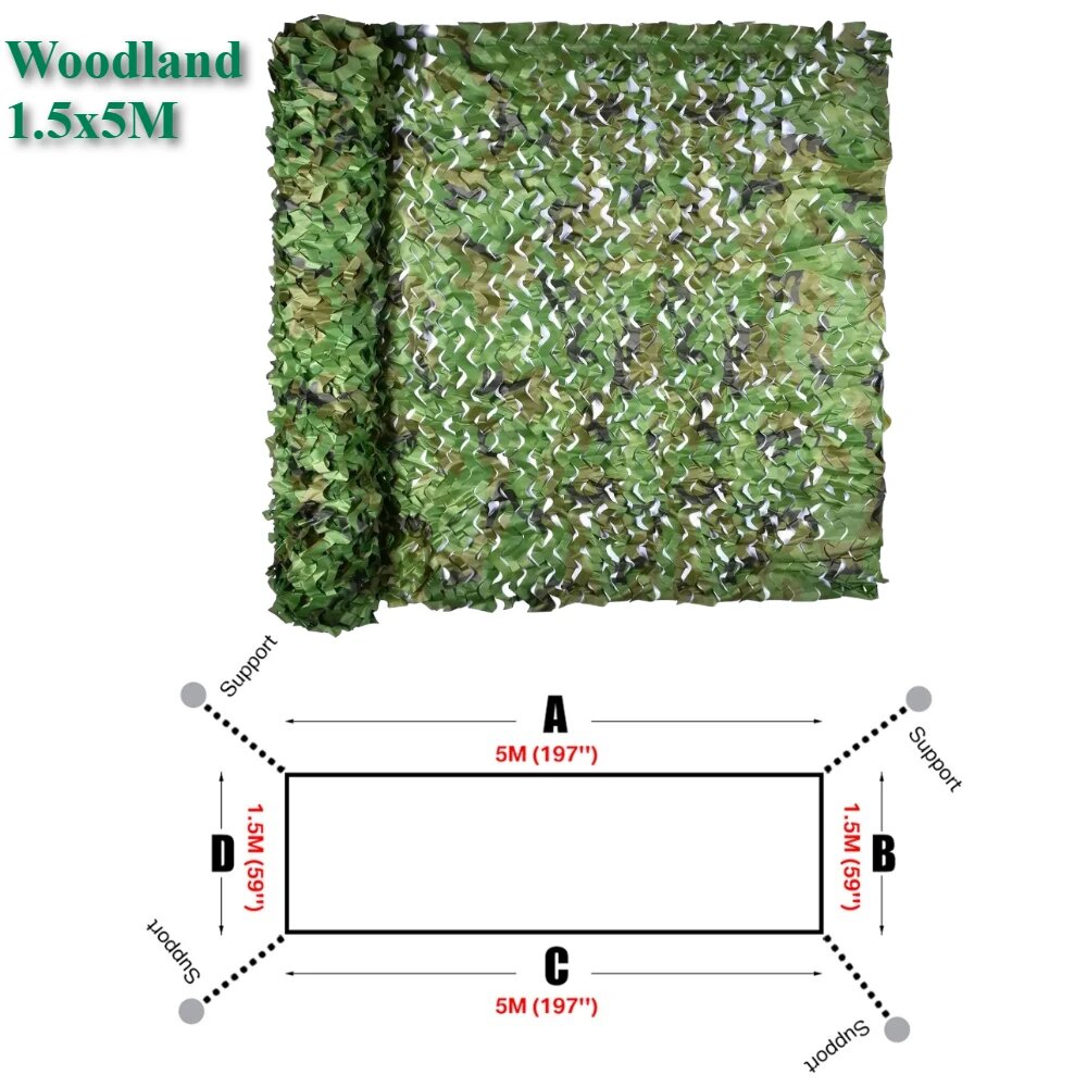 Камуфляжная сетка Yeahmart для сада и балкона Зеленый, Woodland 1.5x5M
