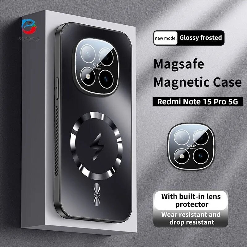 Стильный AG MagSafe чехол для Redmi Note 15 Pro 5G (Сяоми Редми Ноут 15 Про 5Г) , Собственный объектив