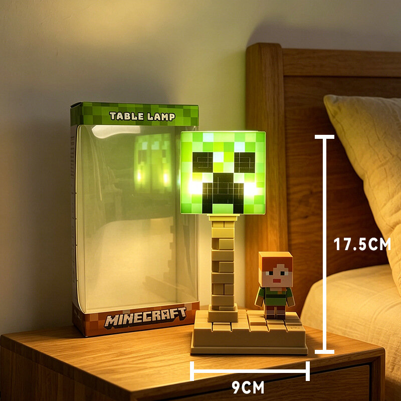 Ночник в стиле Minecraft, настольная лампа для детей, светящаяся фигурка, подарок для мальчиков, декор комнаты