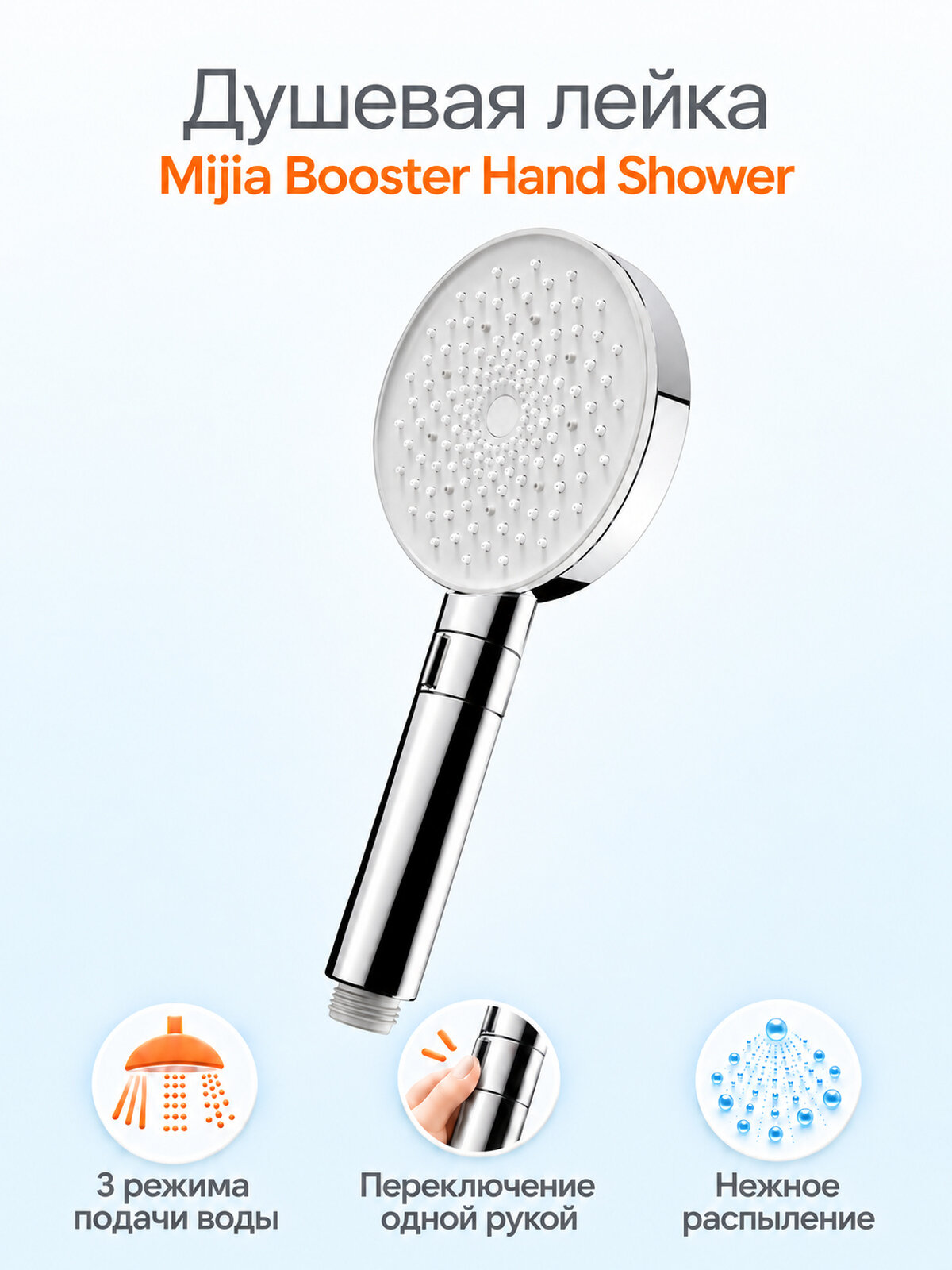 Xiaomi Лейка для душа Mijia MJZYSCHS01DB, насадка для душа, 3 режима