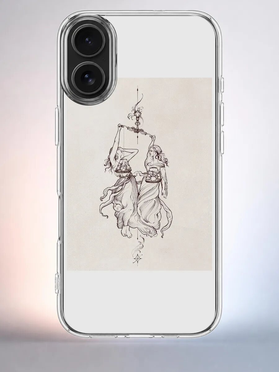 Чехол iPhone 16 фигура с весами тату силиконовый