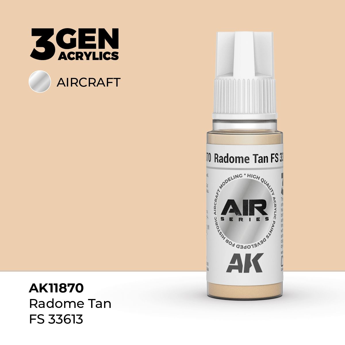 Акриловая краска AK Interactive Radome Tan FS 33613 3GEN AIR, 18мл
