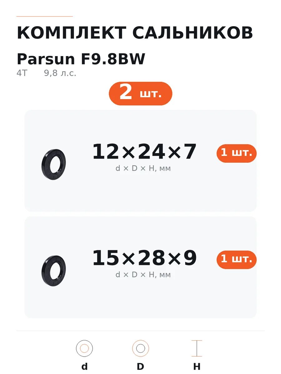 Комплект сальников Parsun F9.8BW