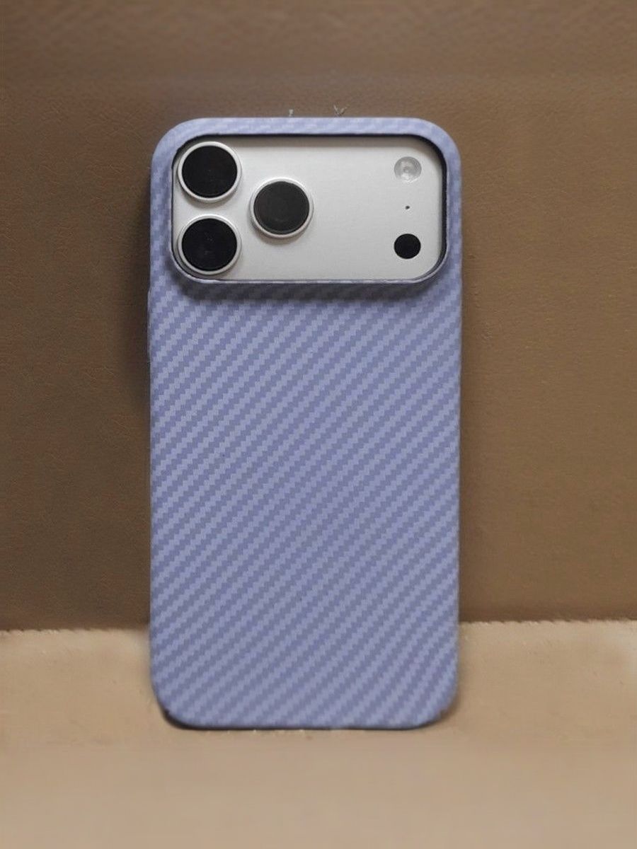 Пластиковая накладка Gabbeen Carbon с Magsafe Magnetic для Apple iPhone 17 Pro/18 Pro голубой