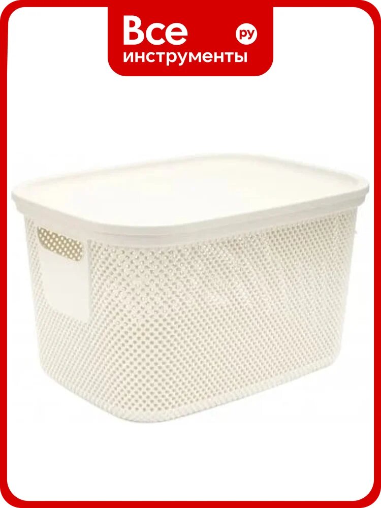 Корзина HOBBY LIFE NICKEL кремовая 18л 28.5x38x22.2см с крышкой HL041289NL