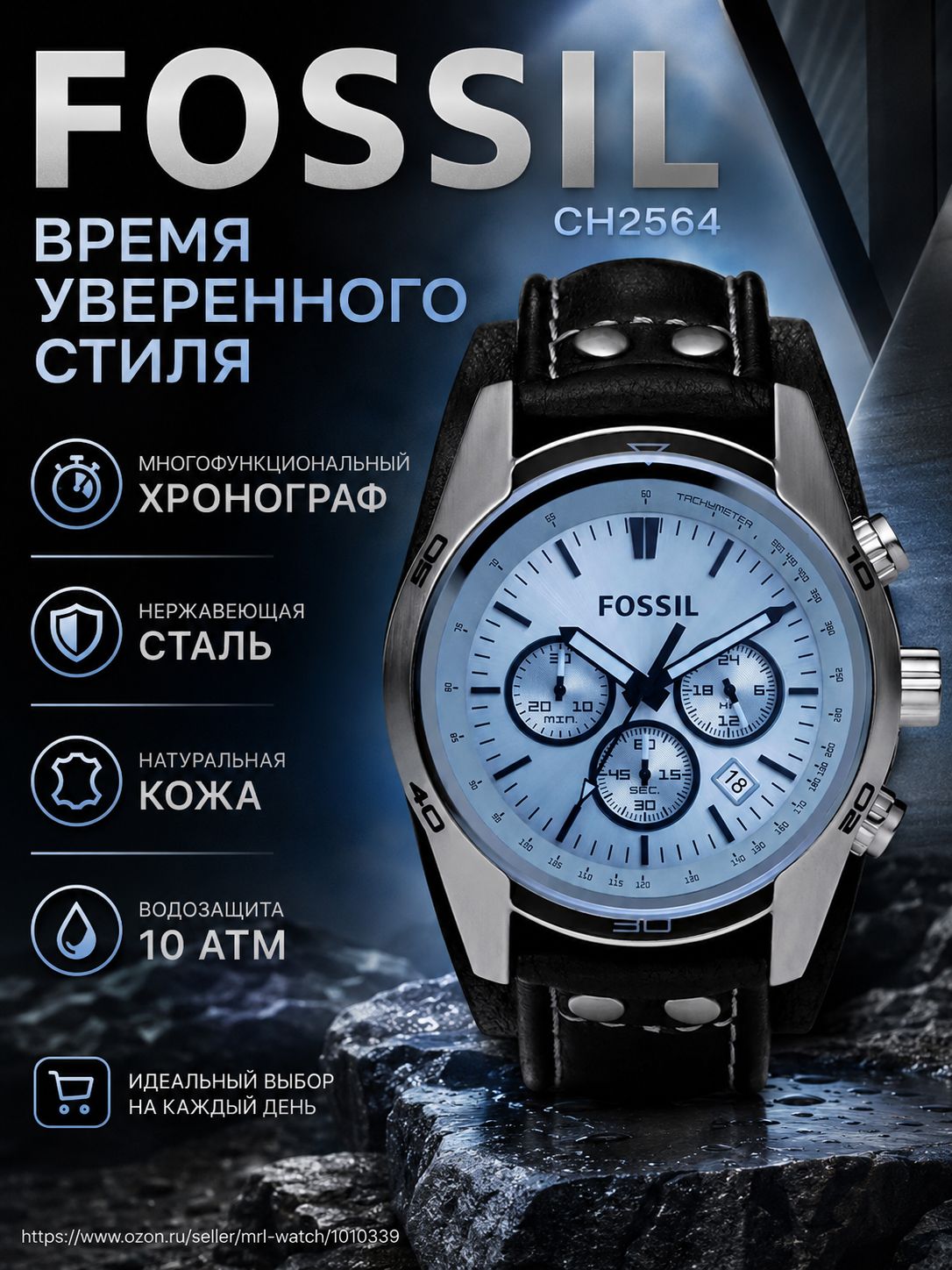 Fossil Часы наручные Кварцевые CH2564