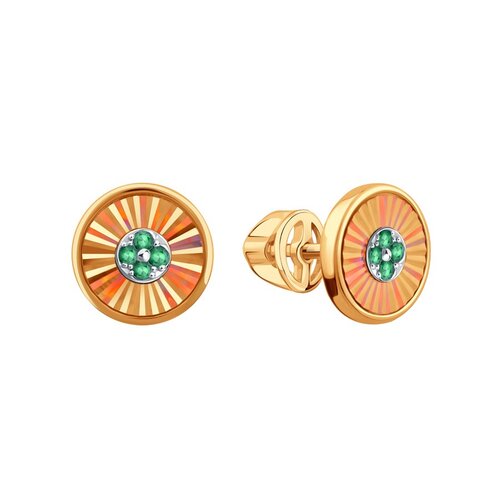 фото Серьги diamant online, красное золото, 585 проба, изумруд, длина 0.97 см, , зеленый