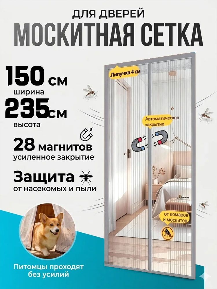 Москитные сетки с магнитами на двери