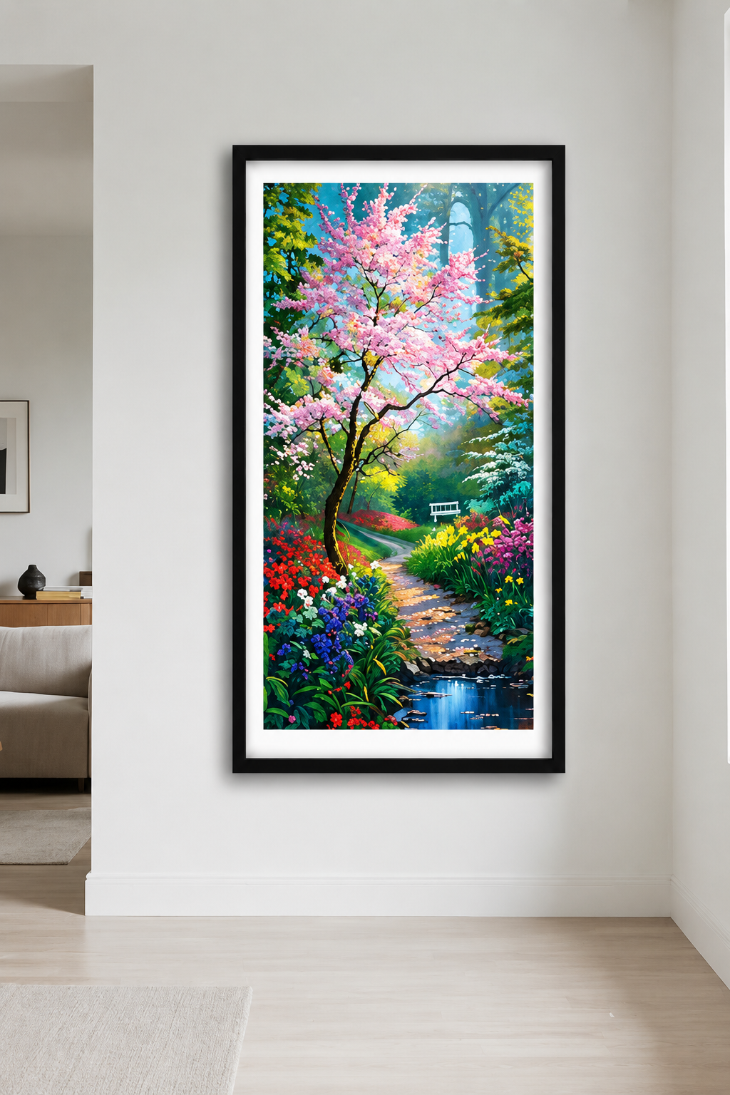 Алмазная мозаика, дерево цветущей сакуры, 50x100CM, коллаж ручной работы