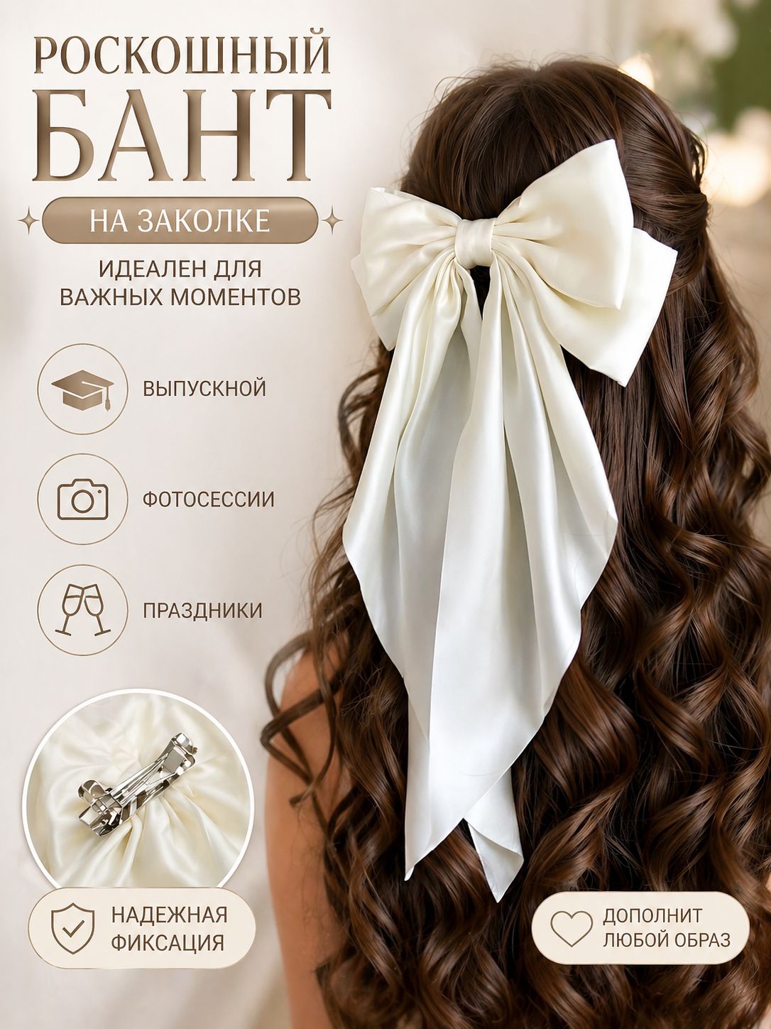 Бант для волос женский заколка