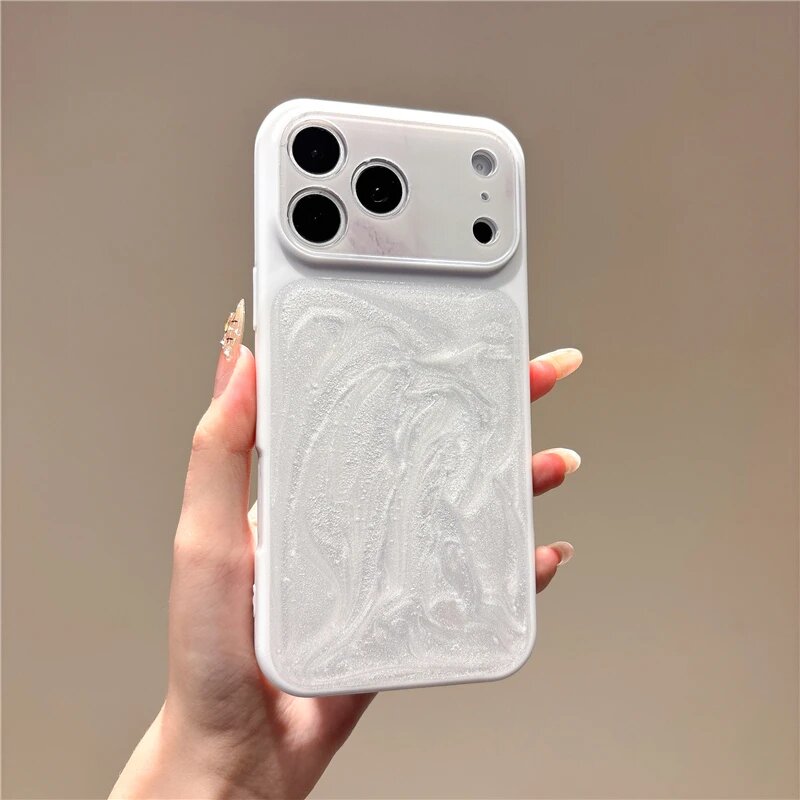 Чехол Dopamine Cement White Glitter для iPhone 17 16 15 14 13 Pro iPhone17 Про Макс, Белый, White