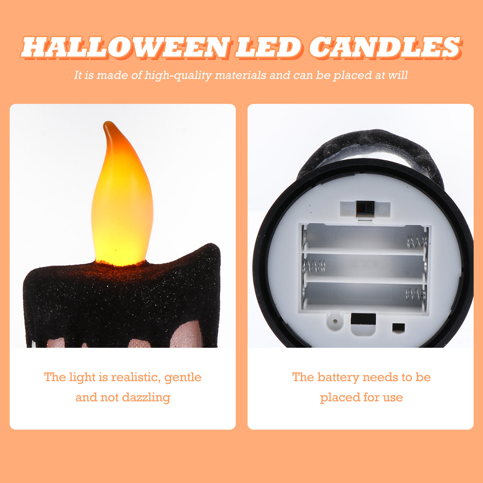 Светодиодная Подсветка В Forme Свечи Для Halloween 1 Шт Черный 9x9x23cm