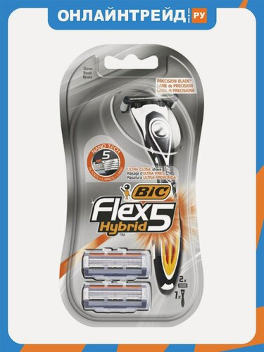 Изображение товара Бритвенный станок Bic Flex 5 Hybrid, с 2 сменными кассетами
