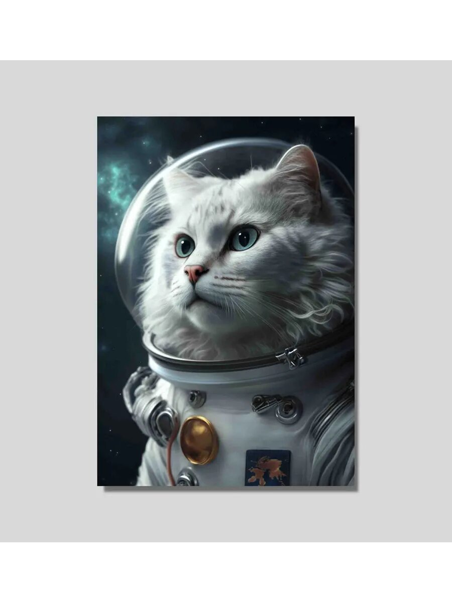 Астронавт American Curl cat 3, Плакат 30x42см