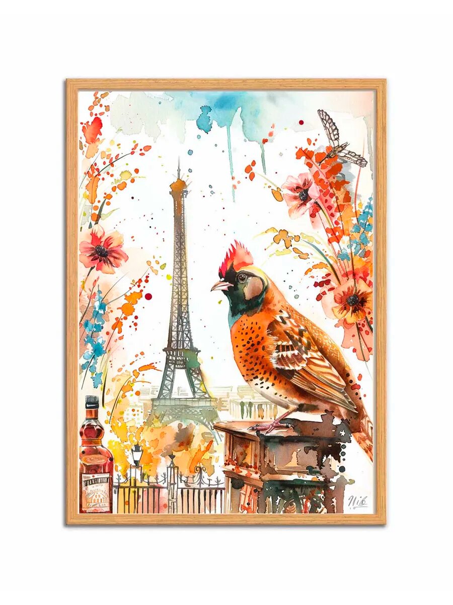 Животное с фермы куропаток пьет Виски 5, Плакат 30x42см
