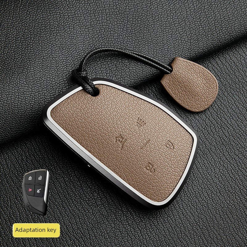 Ключевой держатель Buick Blade 4-кнопочный из слоновой кости французской козьей кожи с простым шнуром - Avenir задняя