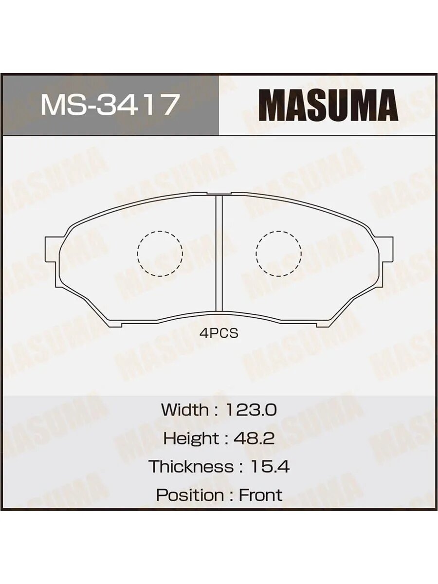 Колодки тормозные для а/м MITSUBISHI Pajero 96-12 передние, арт. MS3417