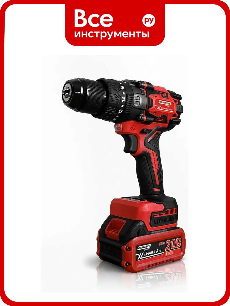 Аккумуляторный дрель-шуруповерт ударный PROKRESSPOWER Li-ion 20V 4,0Ач CD-20/170 BL Xline 170Hm 2 АКБ + ЗУ Prokress power 00-00002381