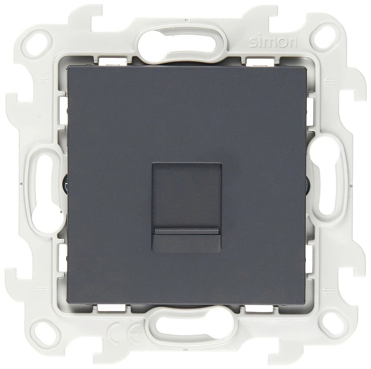 Розетка компьютерная Simon 24 Harmonie встраиваемая графит 2хRJ45 (2410598-038)