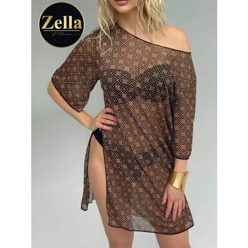 фото Накидка zella, размер 58, коричневый, черный