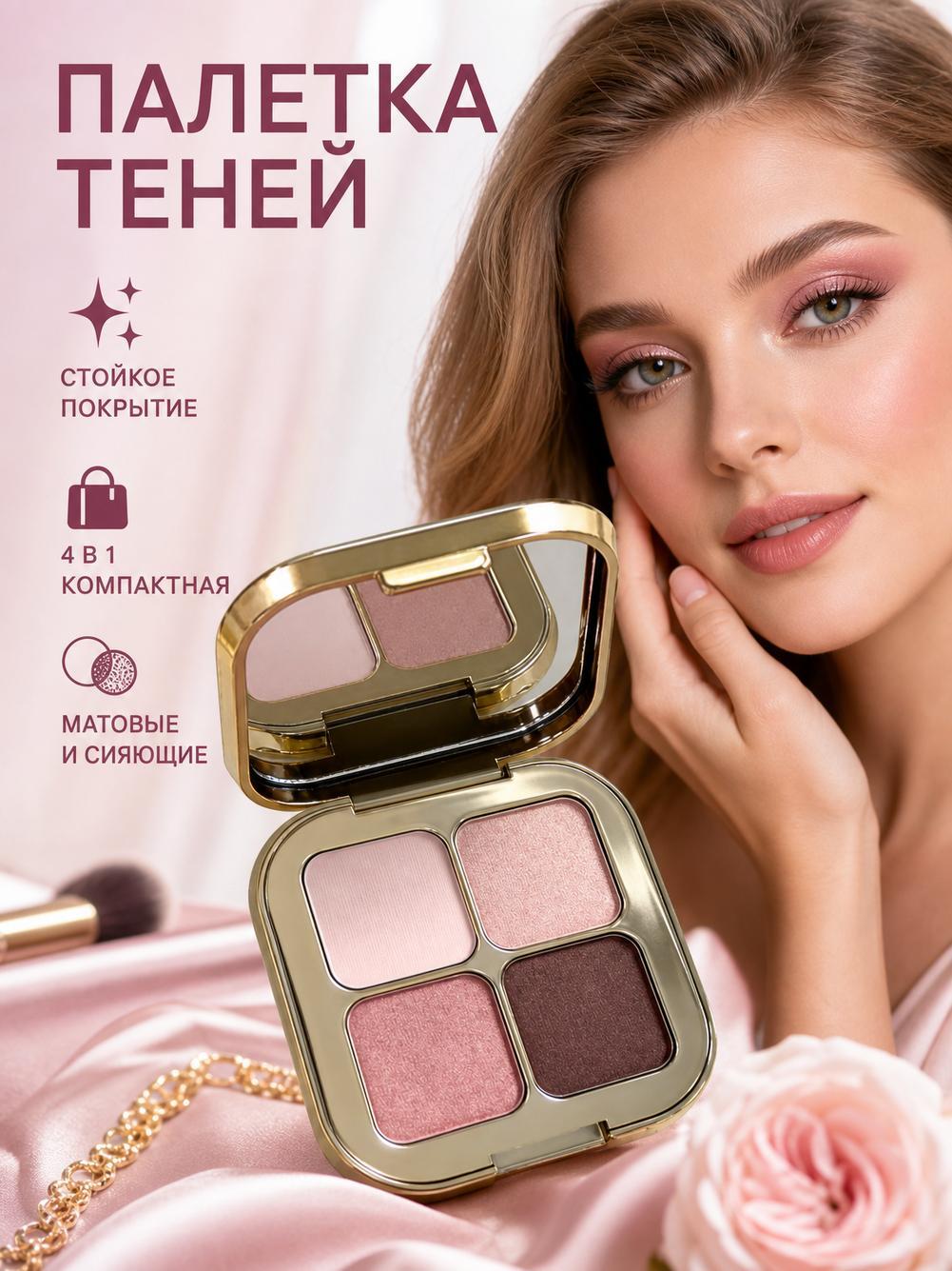 Палитра теней 4-в-1, универсальные повседневные оттенки, ухоженный образ