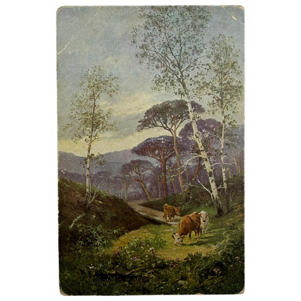 Почтовая открытка "На пастбище у ручья" 1900-1915 гг. Германская Империя