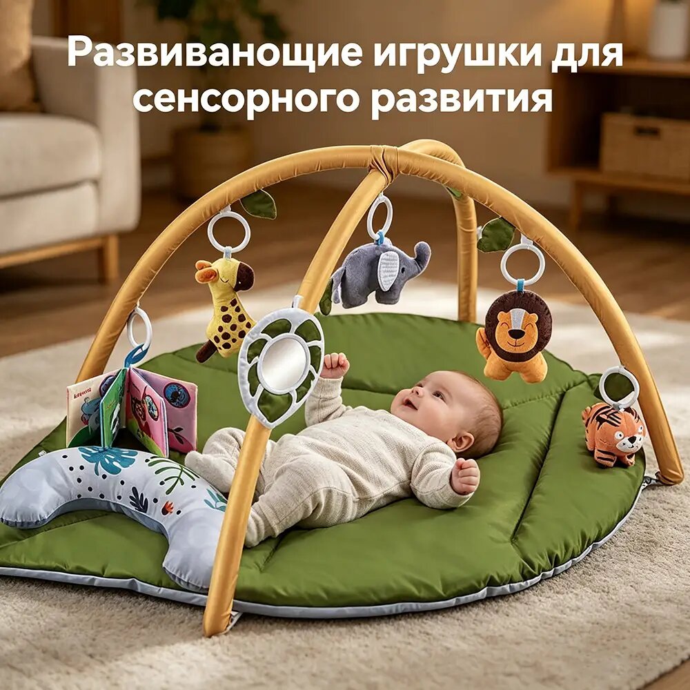 Коврик-ползунок для малышей, развивающая арка, подушка, подвесная мягкая книжка, игровой коврик для ползания