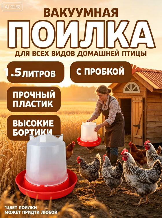 Поилка для цыплят и кур, автоматическая, подвесная, на 1.5л