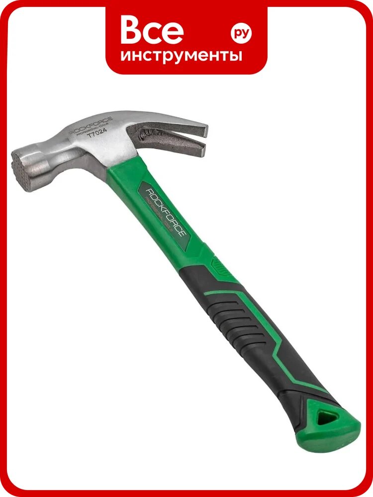 Молоток-гвоздодер с магнитным держателем гвоздя Rockforce 680гр RF-T7024(56624)