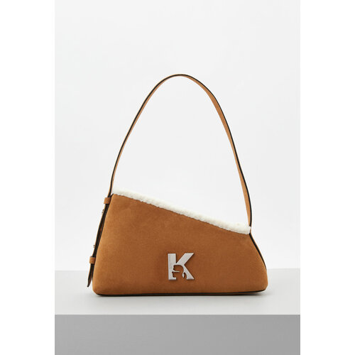 фото Сумка багет karl lagerfeld jeans geo suede, фактура бархатистая, бежевый