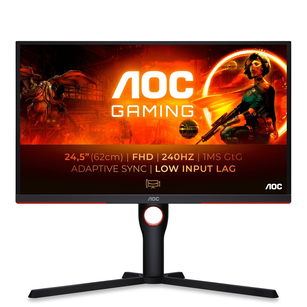 Монитор 25" AOC AGON 25G3ZM Black-Red с поворотом экрана (VA, 1920x1080, 240Hz, 0.5 ms, 178°/178°, 300 cd/m, 80M:1, +2xHDMI 2.0, +DisplayPort 1.2)