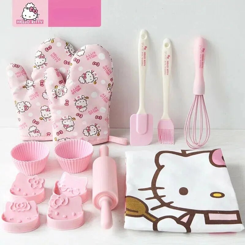 Hello Kitty детский набор из формочек для выпечки, фартука, перчаток, розового цвета Набор из 15 предметов
