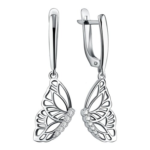 фото Серьги яхонт, серебро, 925 проба, фианит