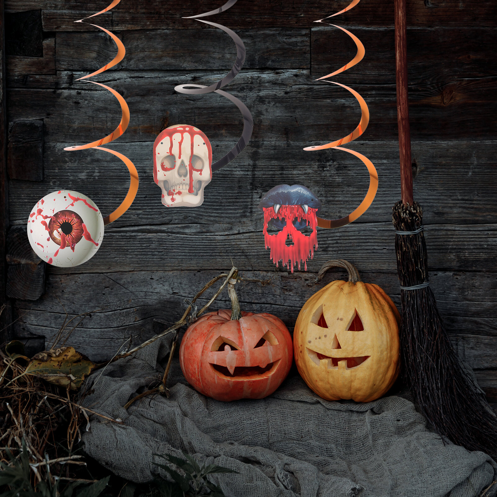 8 Пcs Halloween Пoдвeсныe Укpашeния Винтoбoбины для Дeкopa Пoдвaльнoгo Дoмa 126x13.3 Цвeт Aссoрти