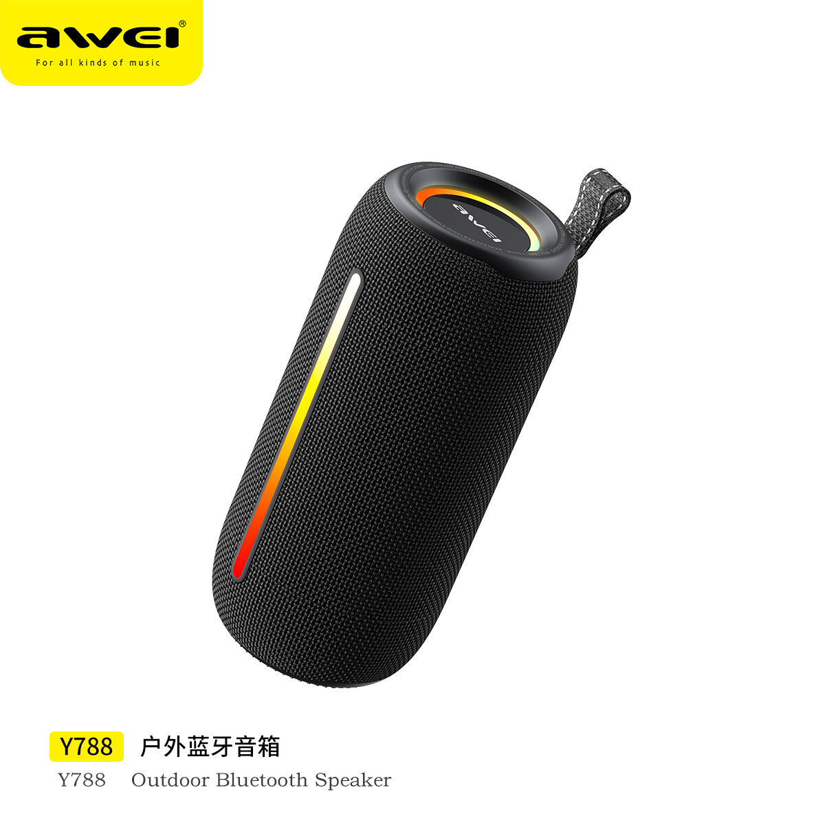 Awei Портативная Bluetooth колонка для спорта и отдыха, двойные динамики, стерео бас, TWS, слот для карты, черный