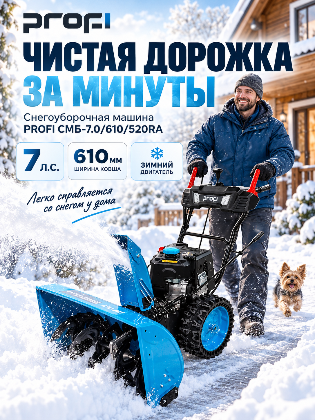 Машина снегоуборочная бензиновая PROFI СМБ-7.0/610/520RA 7л. с. 610мм