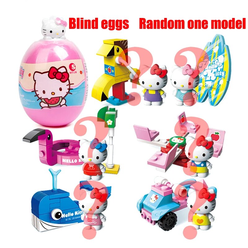 Игрушка конструктор с фигуркой для детей из пластиковых блоков Hello Kitty стиль 1 шт.