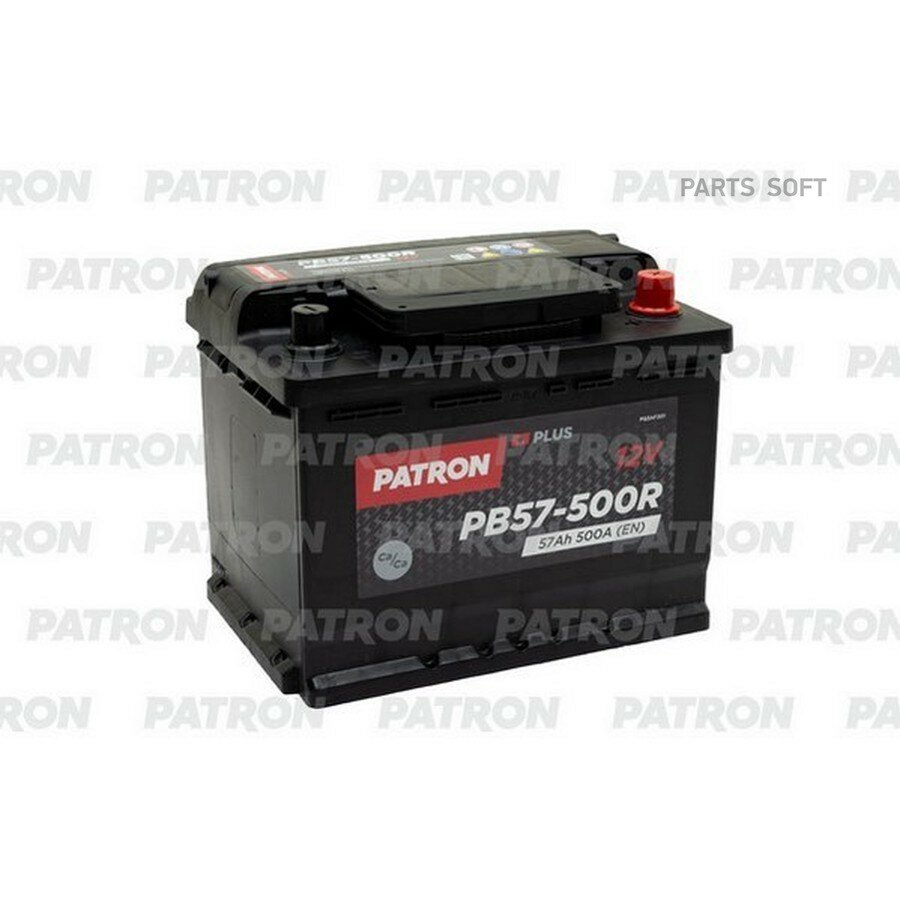 Аккумулятор (АКБ) PATRON PLUS 57Ah 500A (обратная 0) 242x175x190 L2 от официального дистрибьютора, PATRON, артикул PB57500R