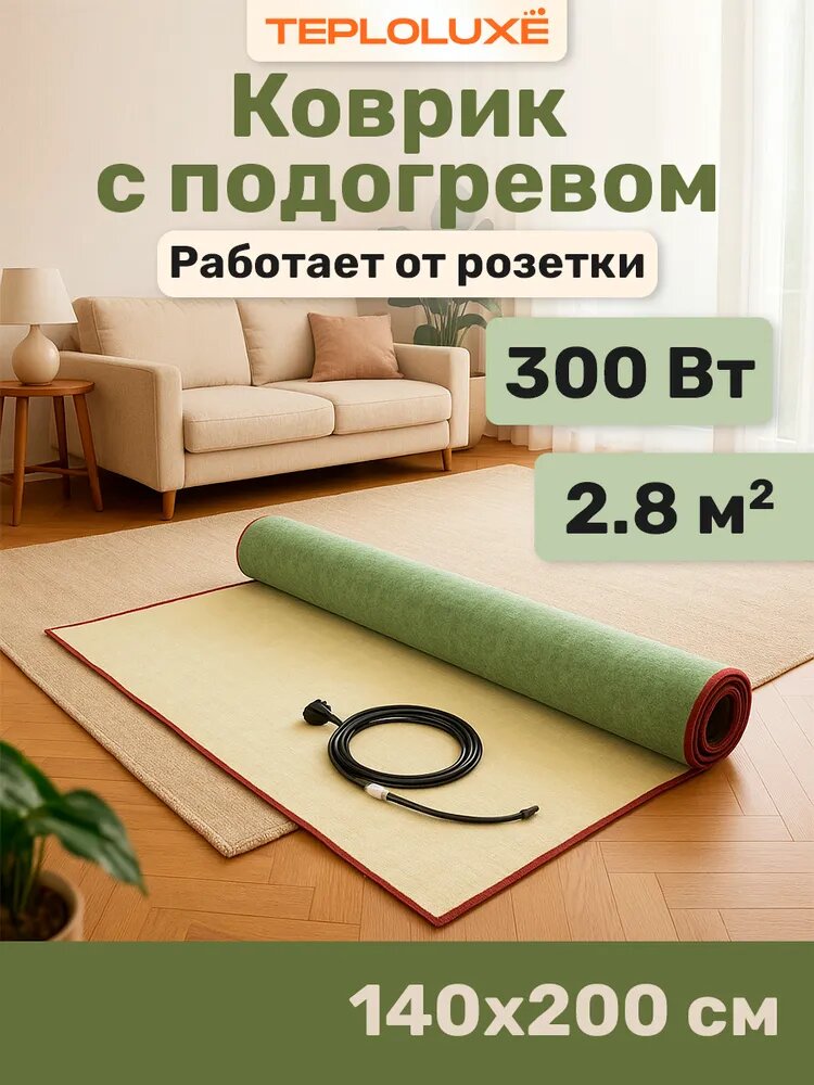 Коврик с подогревом 200х140. Нагреватель под ковер Теплолюкс-express