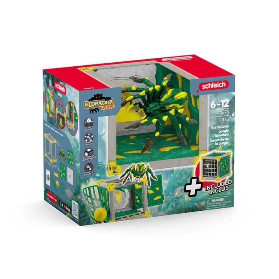 Фигурка Schleich Eldrador Creatures Боевая пещера и Тарантул из Джунглей 42678, набор, зеленый, желтый