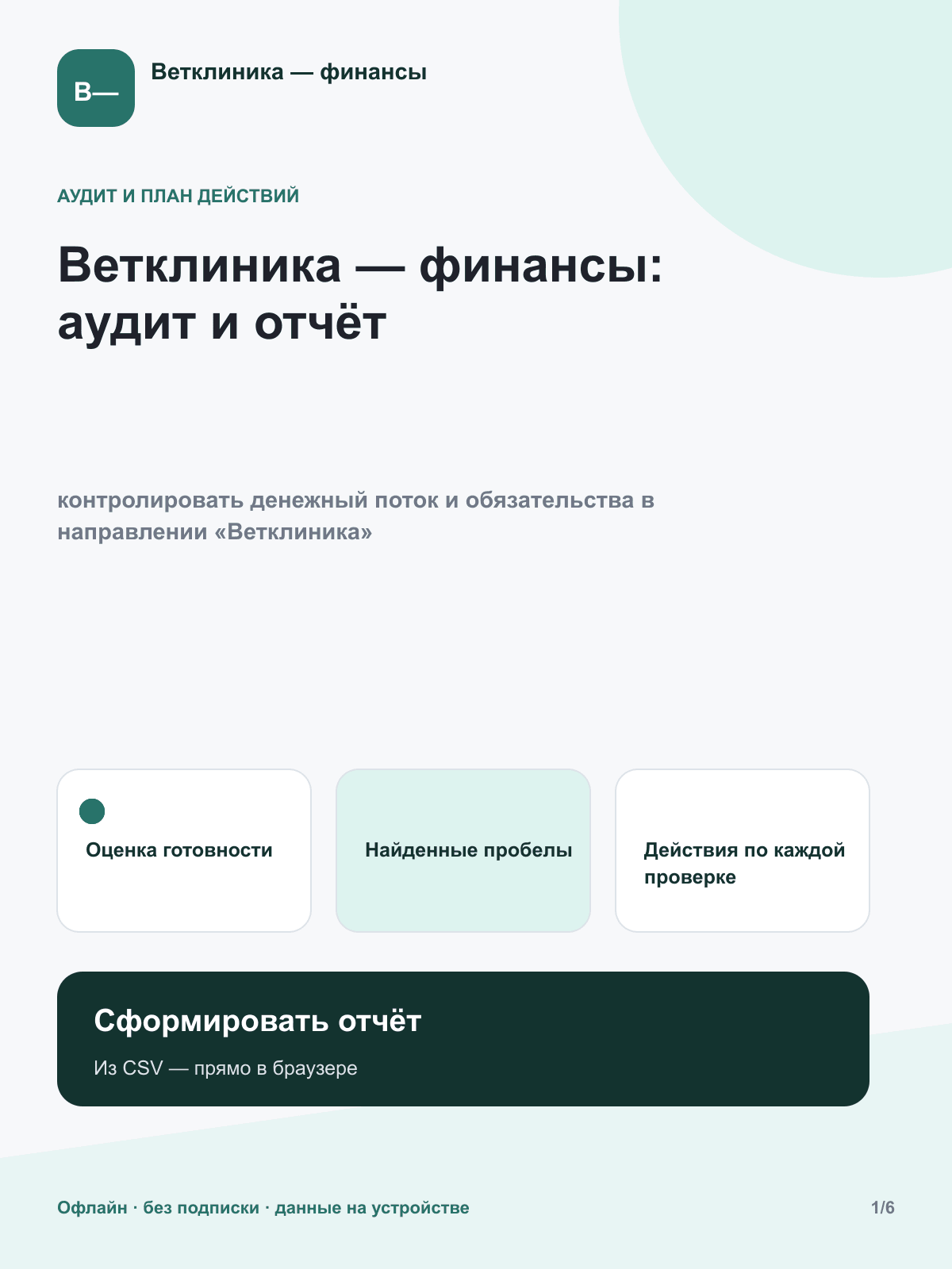 Ветклиника — финансы: аудит и отчёт