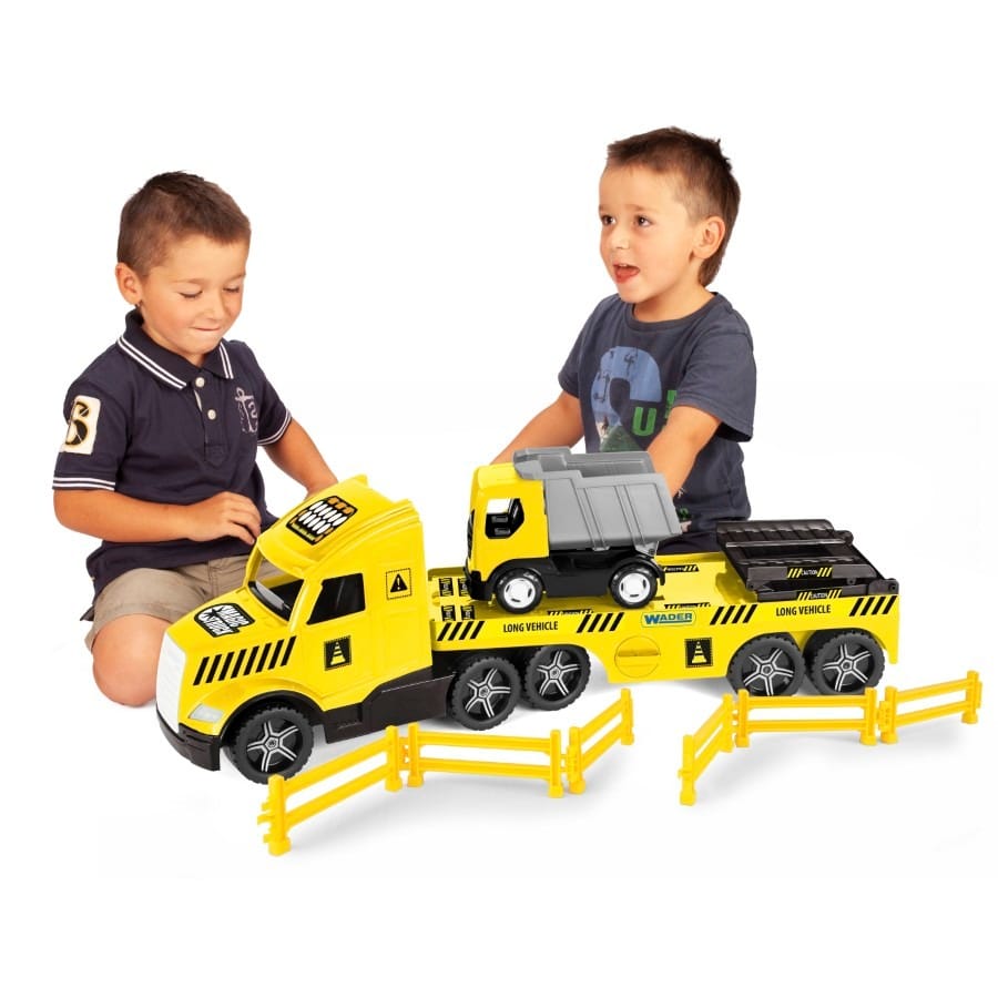Игрушечная машинка Wader Magic Truck Technic эвакуатор с самосвалом, желтый