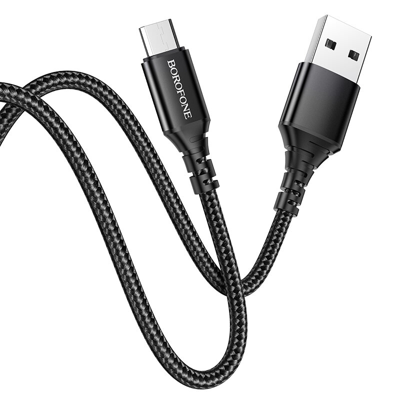 Кабель Borofon Type-C BX54 Ultra bright 2,4А кабель плетеный 1м черный