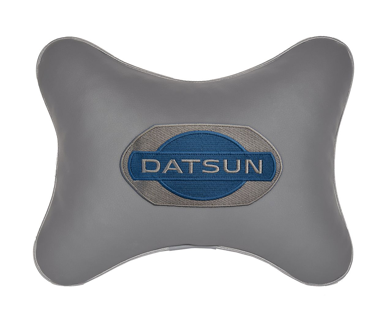 Подушка на подголовник автомобильная с эффектом "памяти" серая экокожа DATSUN