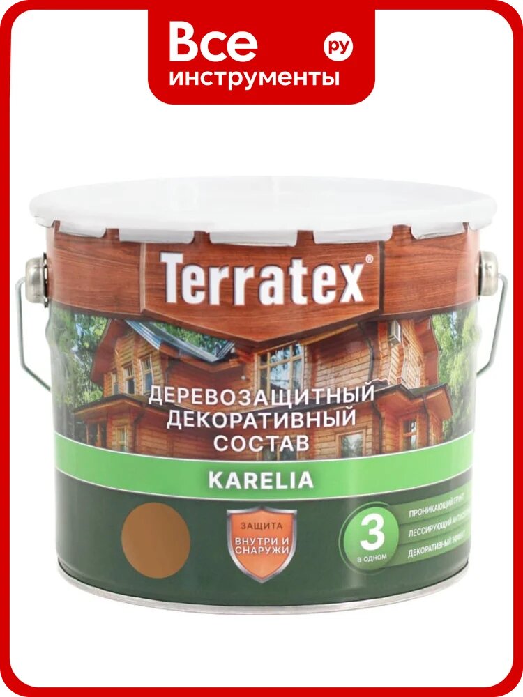 Деревозащитный декоративный состав терратекс орех, 2.25 кг, 3 л ЭК000136999