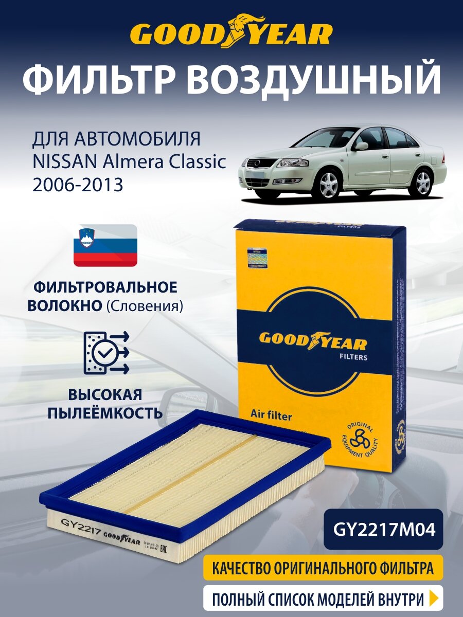 Фильтр воздушный NISSAN Almera Classic (ниссан альмера классик b10) 2006-2013