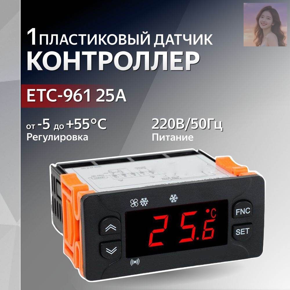 Контроллер Элитэч ETC-961 25A 1 пластиковый датчик