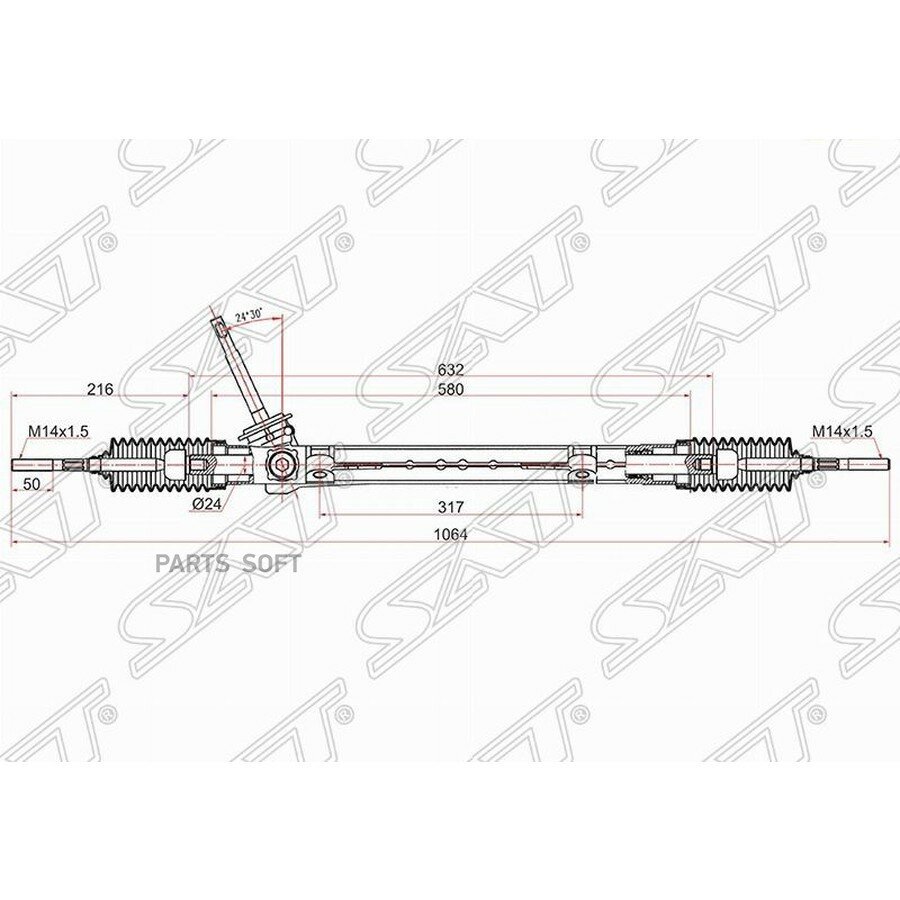 Рейка рулевая RENAULT MEGANE II 03- LHD от официального дистрибьютора, SAT, артикул ST8200463517