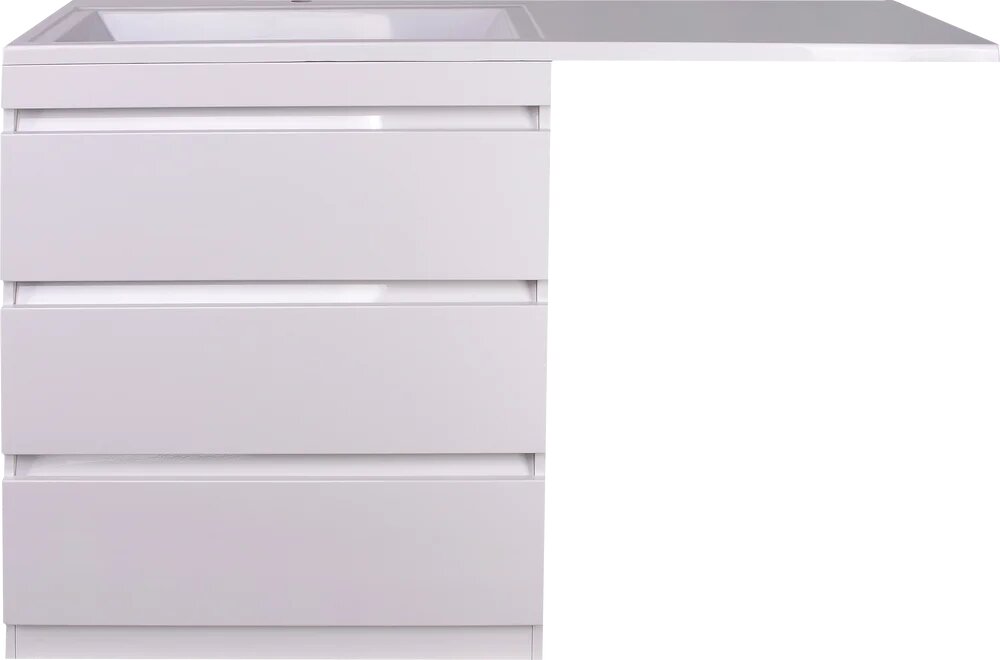 Тумба с раковиной Style Line Даллас 140 под стиральную машину, напольная, 140, 2 см, белая, глянцевая, из МДФ, с ящиками, раковина для ванной, из искусс