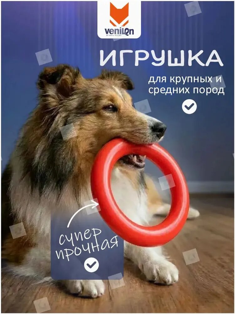 Качественный каучуковый тренажер для средних и крупных собак в виде кольца-Ула